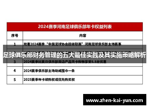 足球俱乐部财务管理的五大最佳实践及其实施策略解析